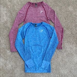 Set of Gymshark Long Sleeve Seamless Tops (XS)